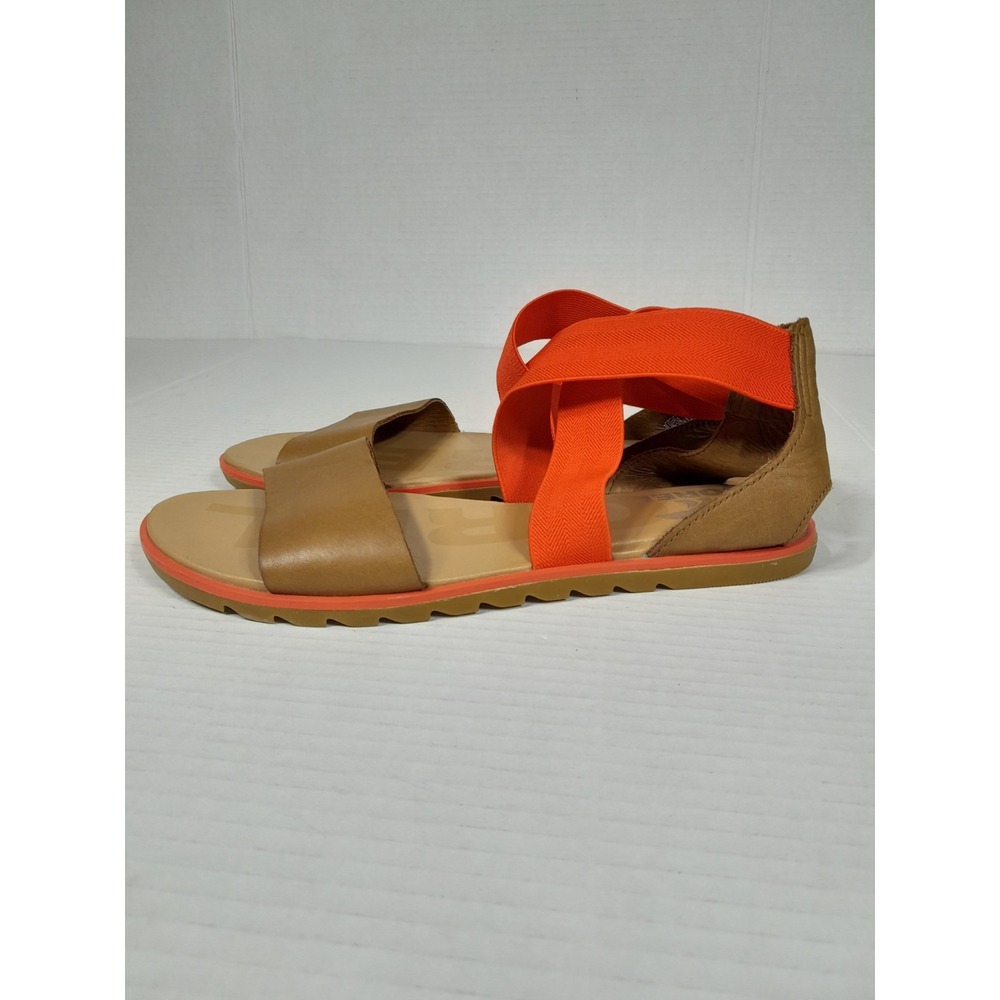 SOREL ELLA II FLAT Summer SANDAL   WOMEN Sz 7.5 / Orange  Tan - Picture 3 of 14